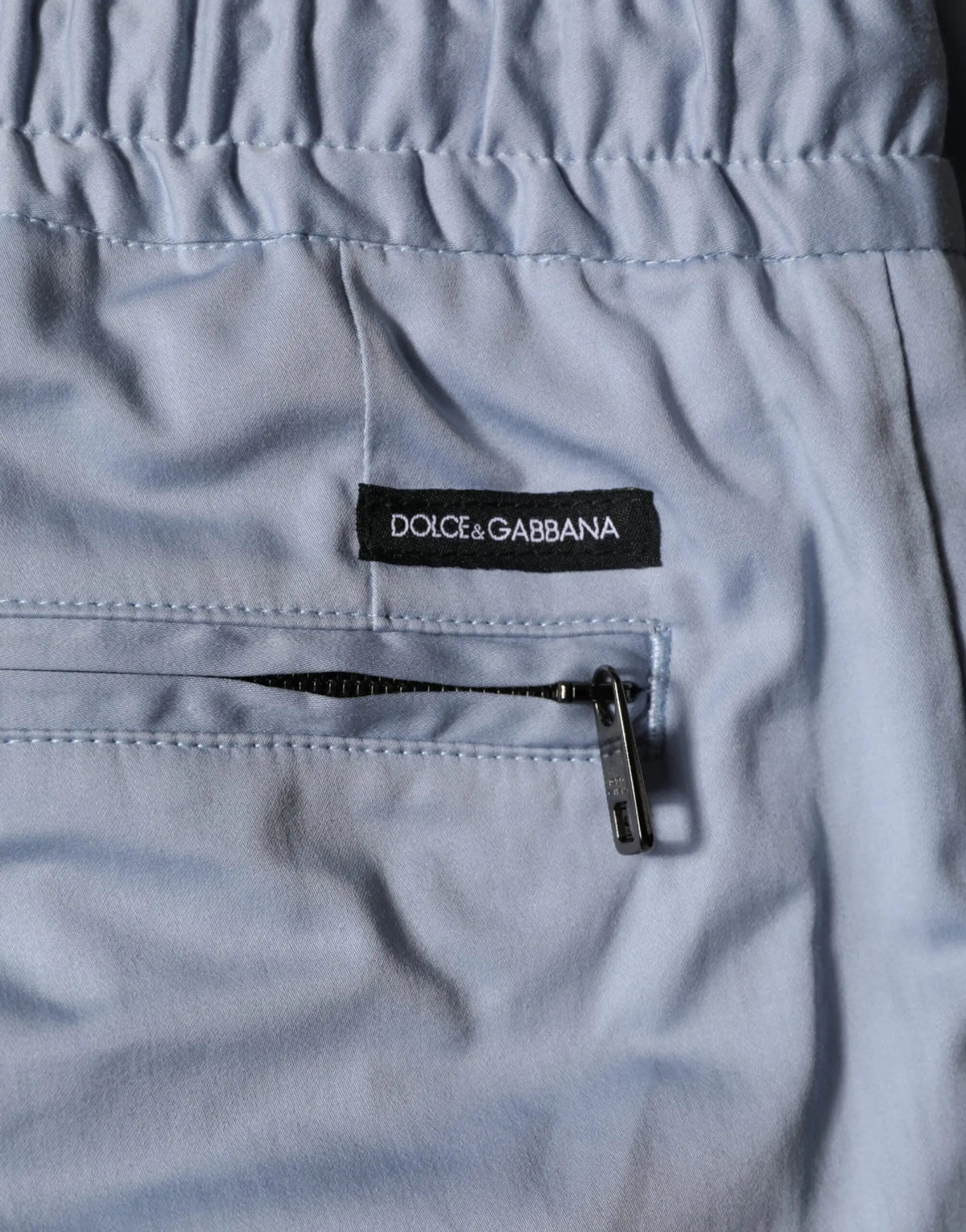 Maillot de bain dolce & gabbana bleu clair en coton avec poche zippée et taille élastique pour homme