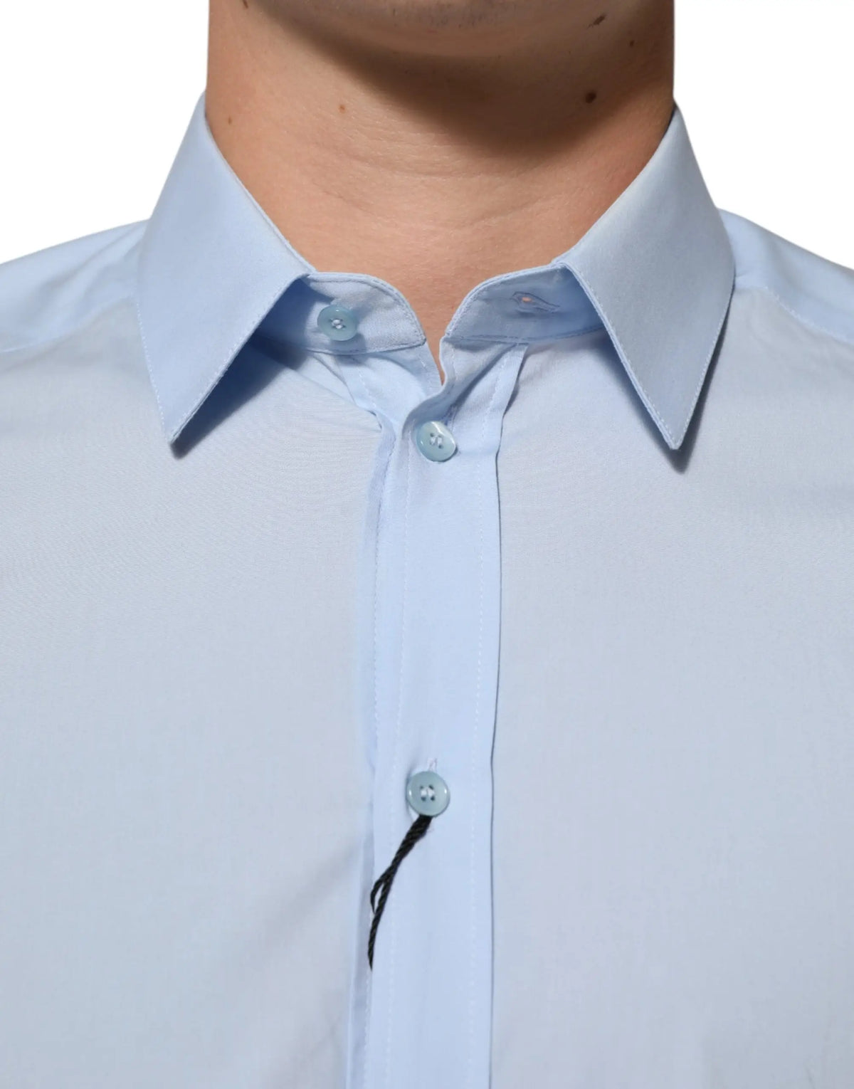 Chemise habillée homme dolce & gabbana bleu clair en coton avec col net et boutons assortis