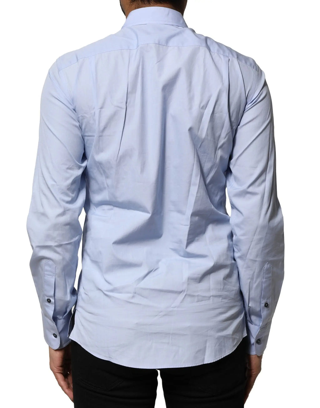 Chemise de ville bleu clair dolce & gabbana en coton à manches longues col classique et poignets boutonnés