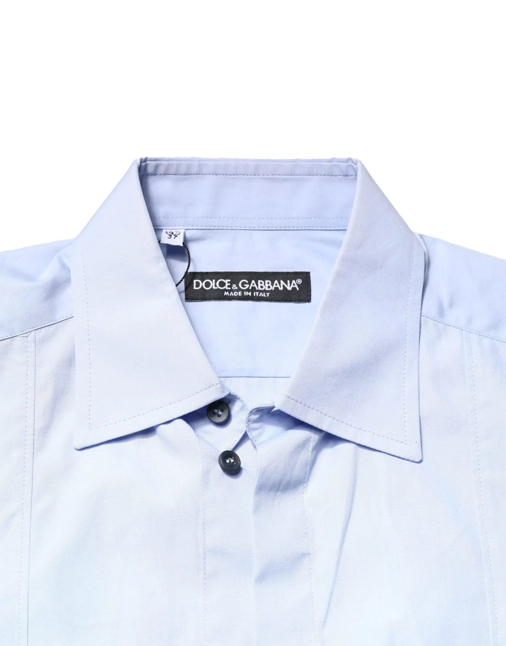 Chemise de costume dolce & gabbana bleu clair en coton à manches longues avec col rigide et boutons noirs