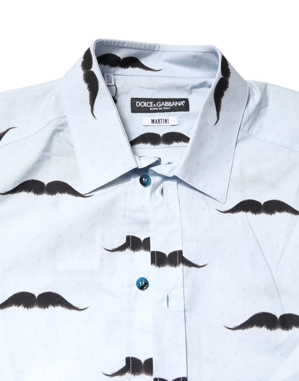 Chemise homme dolce gabbana blanche en coton avec imprimé moustache noir pour tenue formelle martini