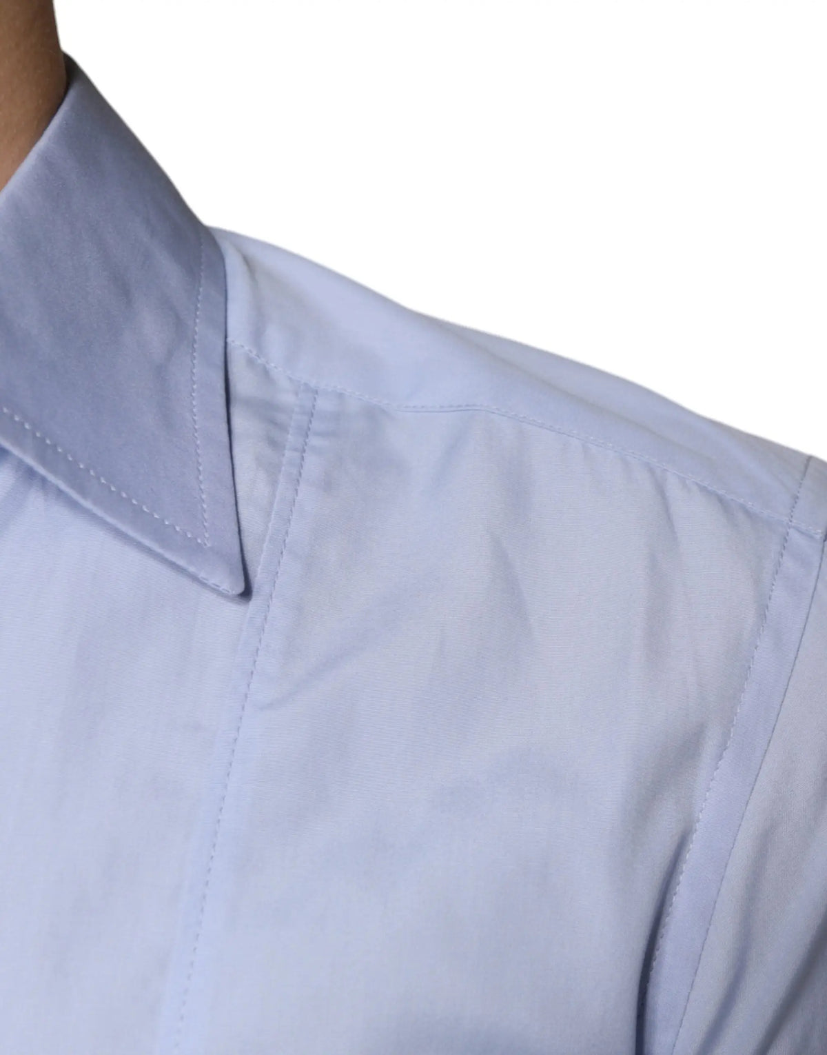 Chemise habillée homme dolce & gabbana bleu clair en coton avec col net et couture subtile