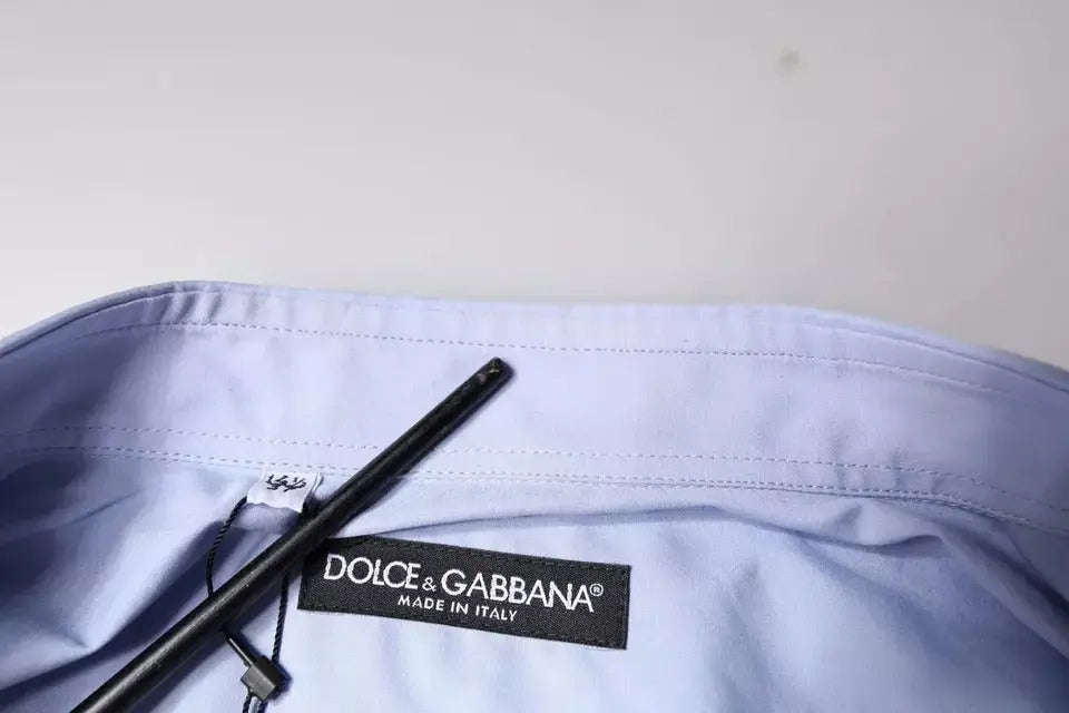 Chemise habillée homme dolce & gabbana bleu clair en coton avec étiquette noire made in italy