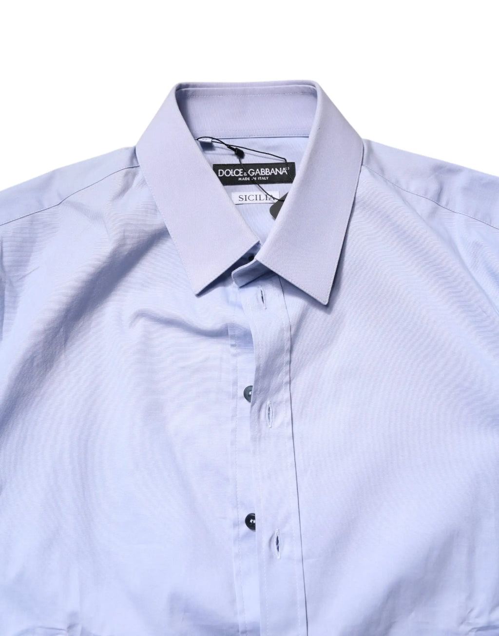 Chemise habillée dolce & gabbana sicilia en coton bleu clair pour homme avec col net et tissage subtil