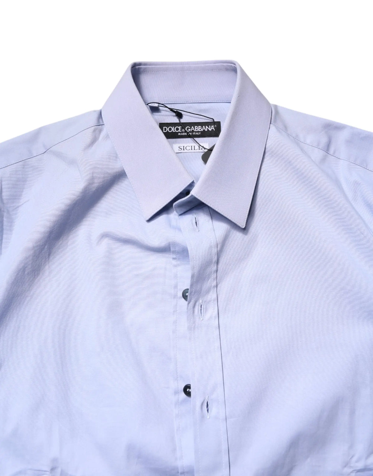 Chemise habillée dolce & gabbana sicilia en coton bleu clair pour homme avec col net et tissage subtil
