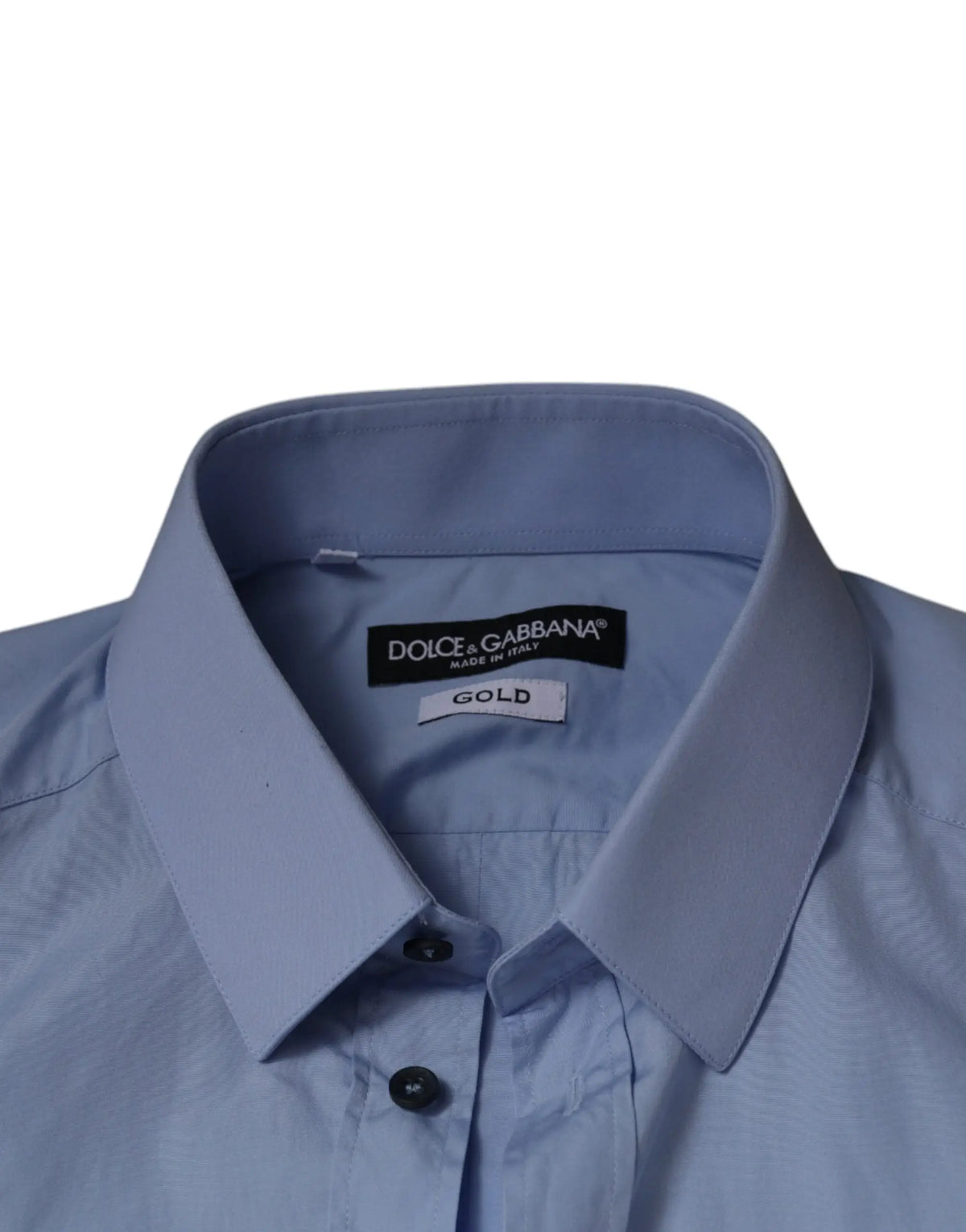 Chemise slim fit dolce & gabbana pour homme en coton bleu clair avec col classique et boutons noirs