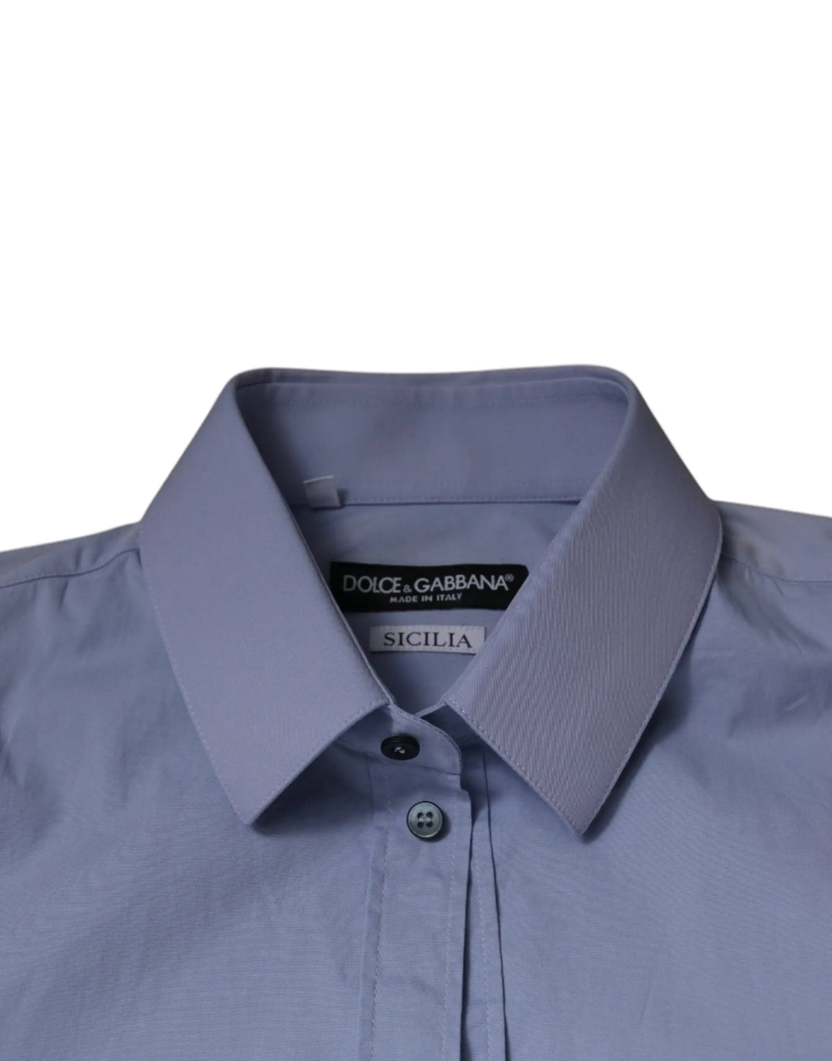 Chemise slim fit sicilia dolce & gabbana en coton bleu clair avec col net et texture subtile