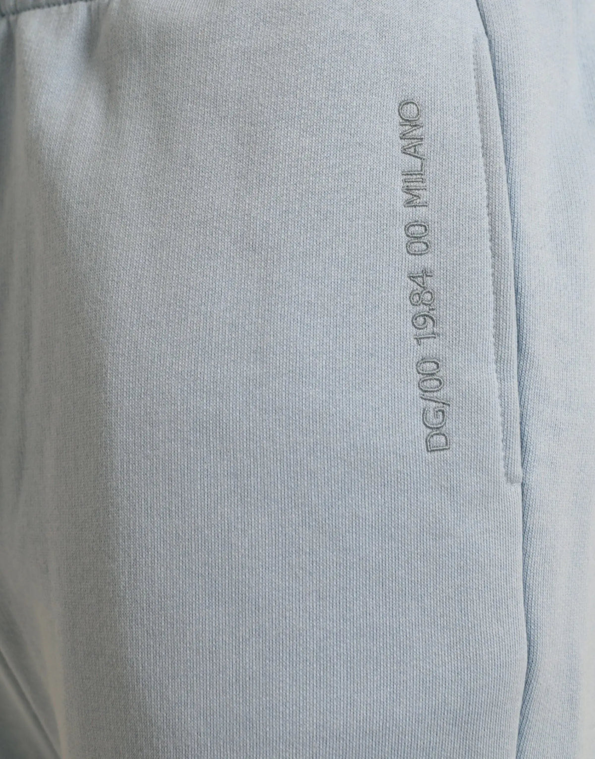 Pantalon de jogging homme dolce gabbana en coton bleu clair avec tissu gris clair texturé et logo brodé milano