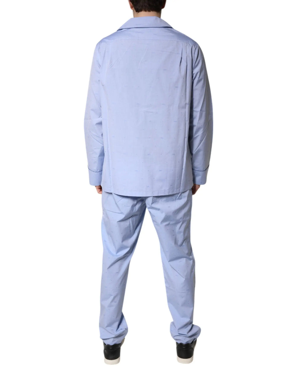 Ensemble de pyjama homme dolce gabbana en coton bleu clair avec coupe décontractée et plis subtils au dos de la veste