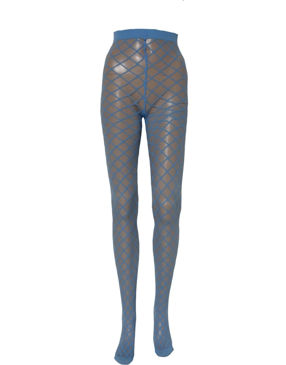 Collants résille bleu clair dolce et gabbana en nylon avec motif diamant et taille assortie