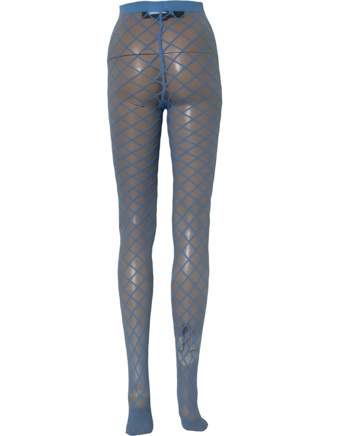 Bleu clair dolce & gabbana collants en nylon résille à motif losanges en filet transparent