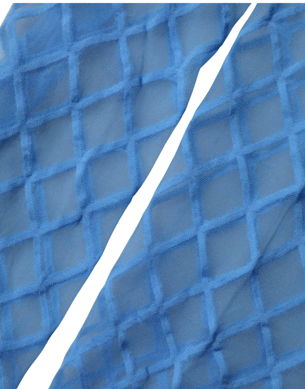 Collants en nylon filet bleu clair dolce & gabbana avec rayure diagonale blanche en tissu matelassé