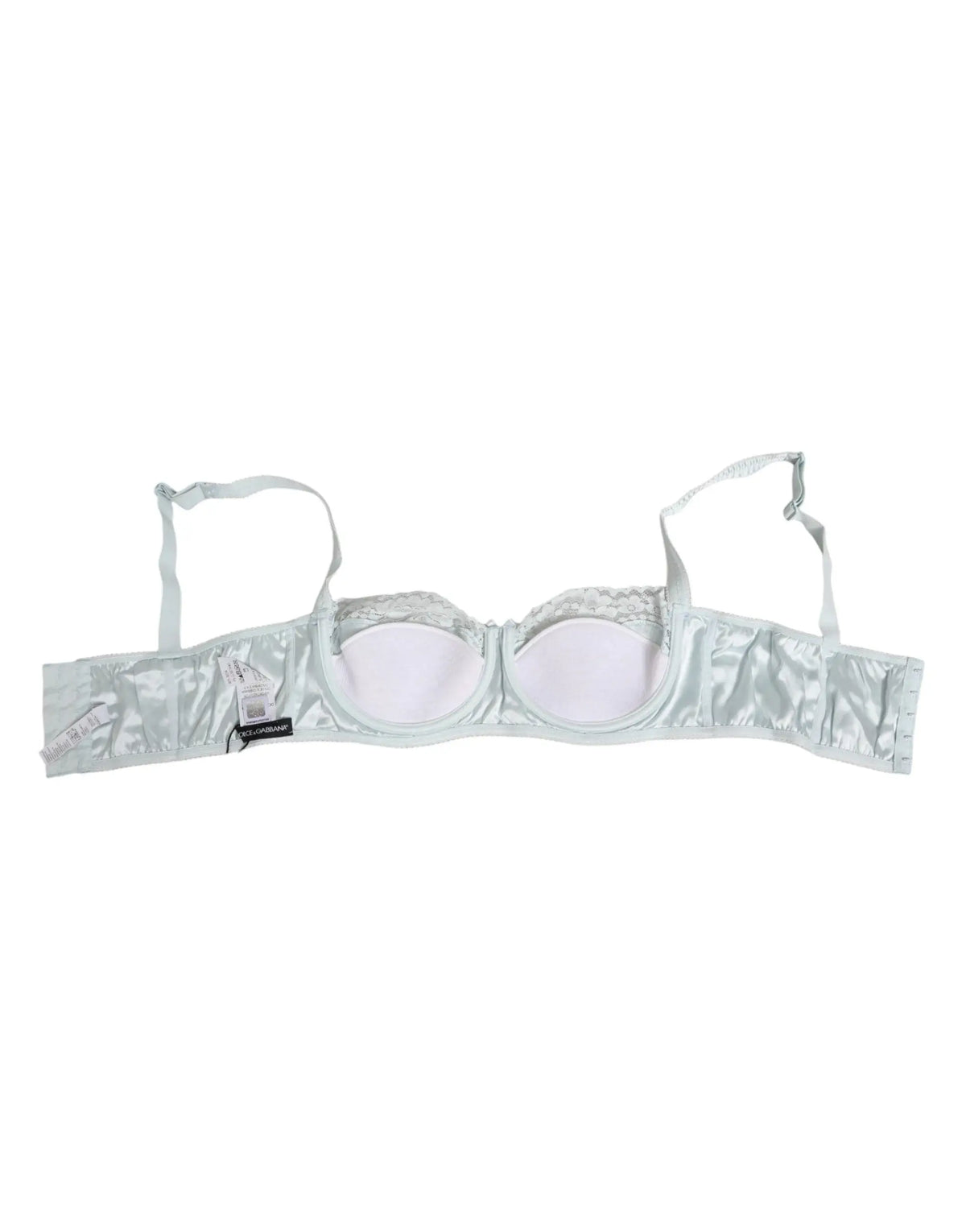 Soutien-gorge balconnet demi rembourré en soie bleu clair dolce & gabbana avec dentelle délicate et bretelles réglables