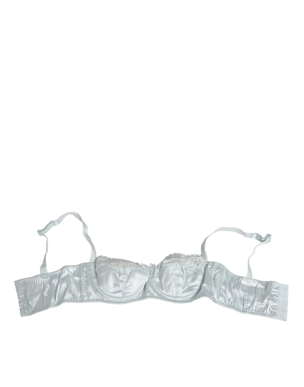 Soutien-gorge balconnet léger en soie bleu clair dolce gabbana avec dentelle délicate et bretelles réglables en satin argenté