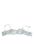 Soutien-gorge balconnet léger en soie bleu clair dolce gabbana avec dentelle délicate et bretelles réglables en satin argenté