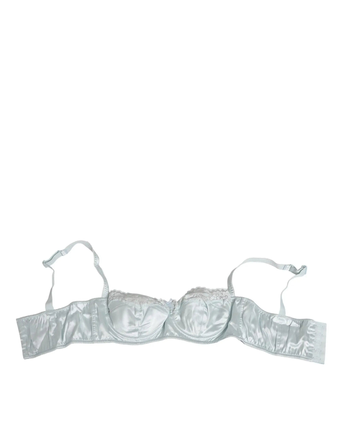 Soutien-gorge balconnet léger en soie bleu clair dolce gabbana avec dentelle délicate et bretelles réglables en satin argenté