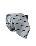 Cravate ajustable en soie gris clair dolce et gabbana avec motifs répétitifs de moustaches noires