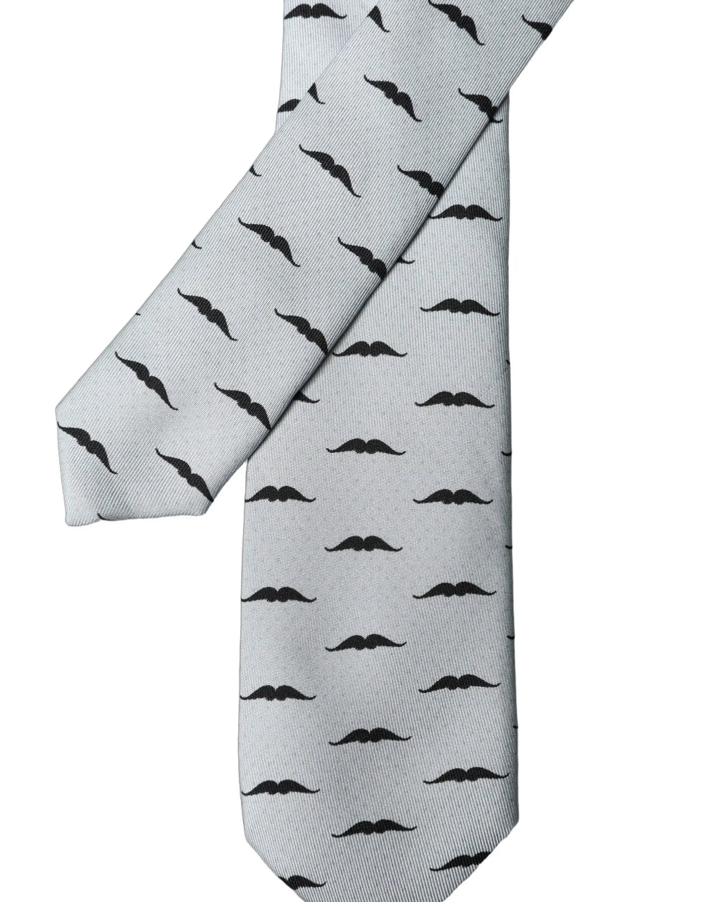 Dolce & gabbana cravate en soie légère grise avec motif répétitif de moustaches noires ajustable