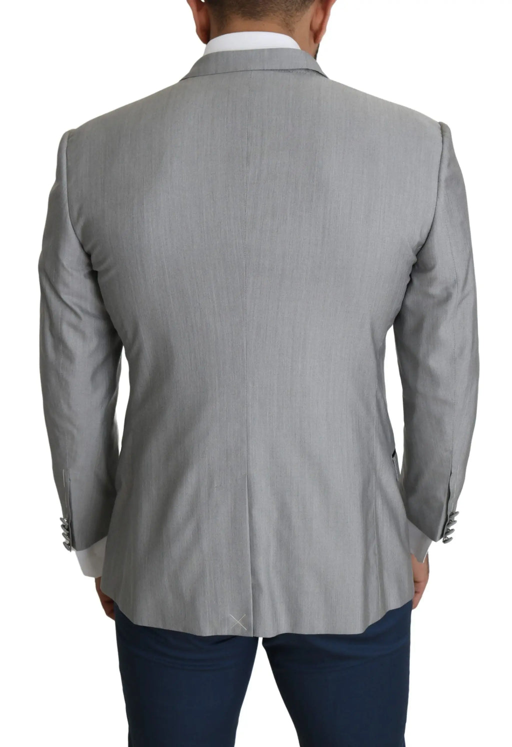 Veste blazer sartoria dolce & gabbana grise clair avec texture subtile et col à revers cranté classique