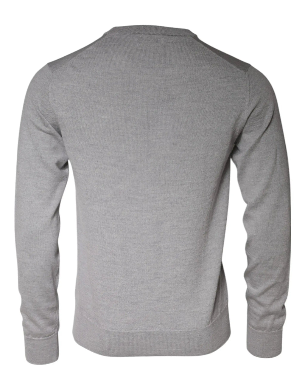 Pull à col rond en laine gris clair dolce & gabbana avec manches longues et poignets côtelés
