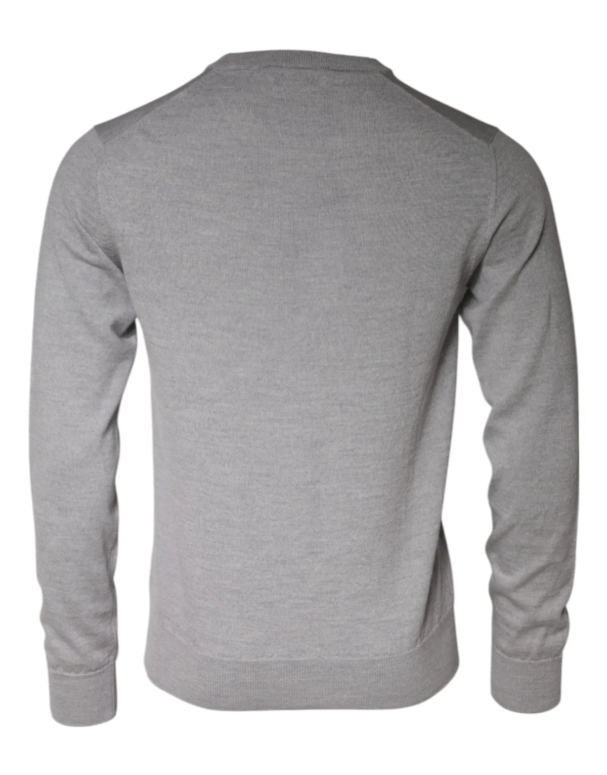 Pull à col rond en laine gris clair dolce & gabbana avec manches longues et poignets côtelés