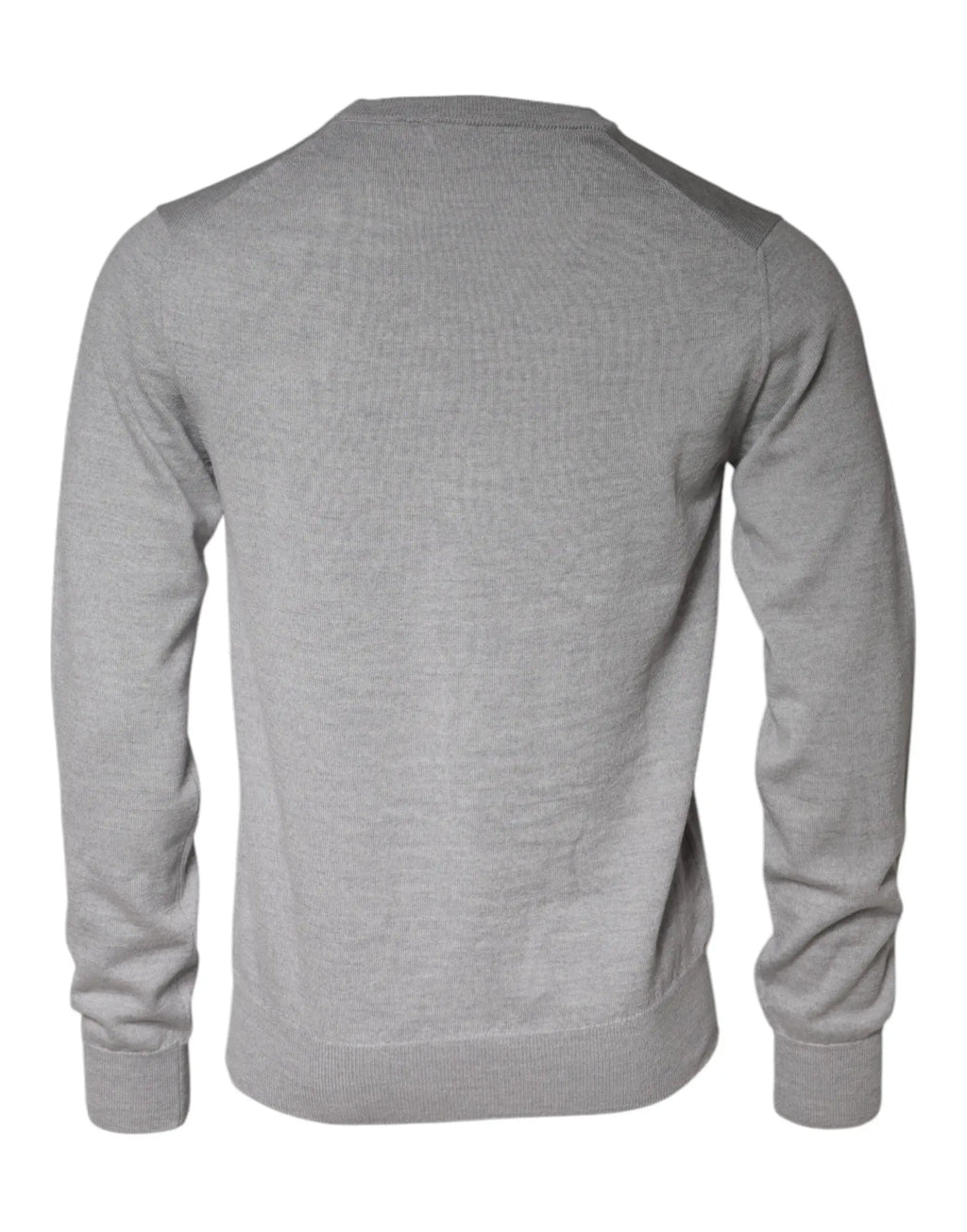 Pull gris clair en laine dolce & gabbana avec col rond et tricot texturé doux à poignets et ourlet côtelés