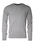 Pull-over dolce & gabbana gris clair en laine avec col rond et logo brodé subtil sur la poitrine gauche