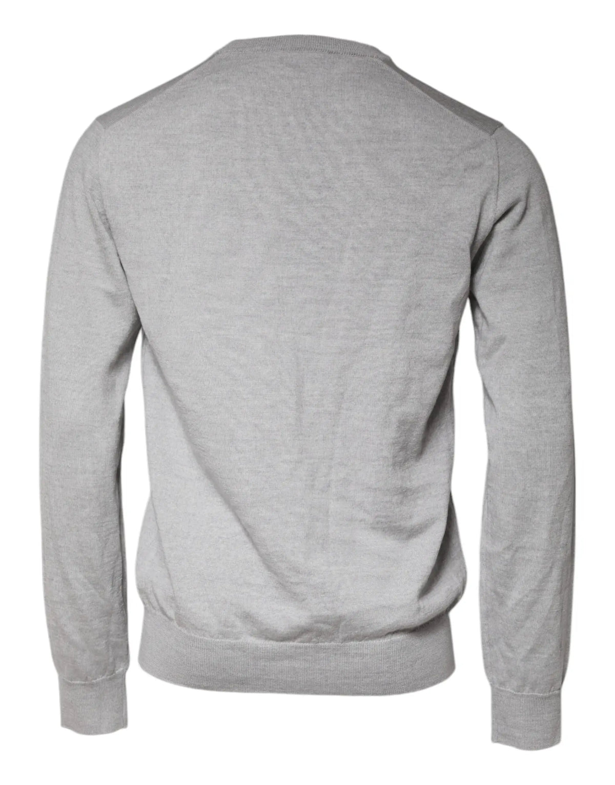 Pullover dolce & gabbana gris clair en laine avec col rond classique et manches longues en gris chiné doux