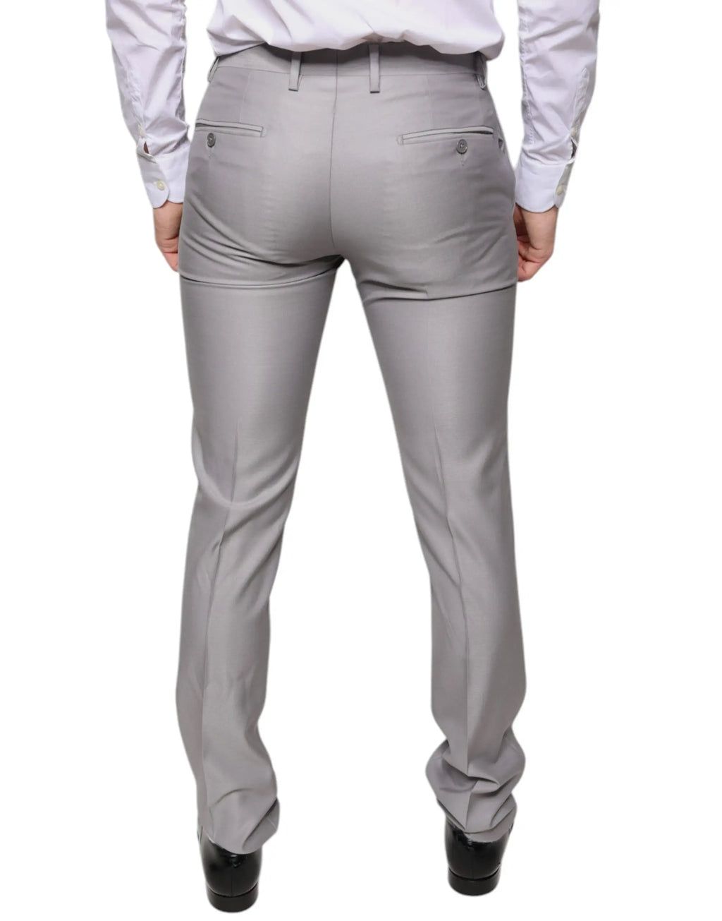 Pantalon habillé dolce & gabbana gris clair en laine avec coupe ajustée et plis subtils pour homme