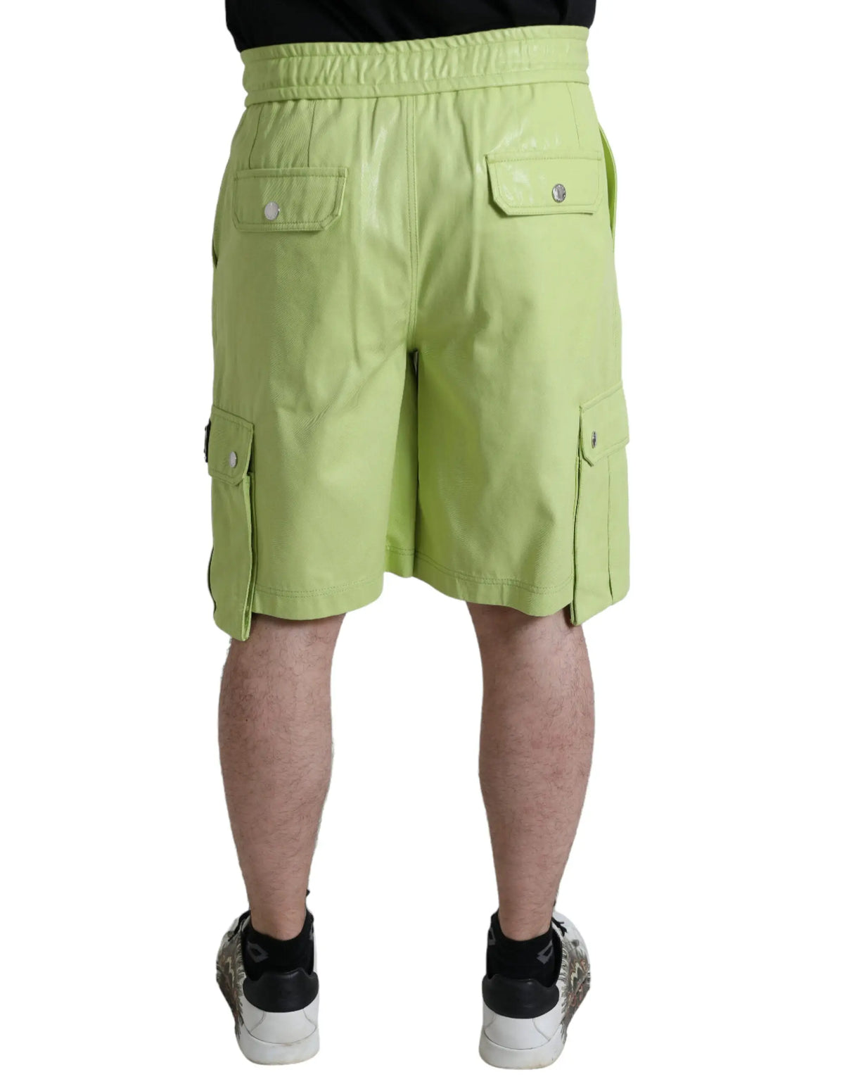 Dolce & gabbana bermuda cargo homme vert clair en coton avec ceinture à cordon et poches multiples