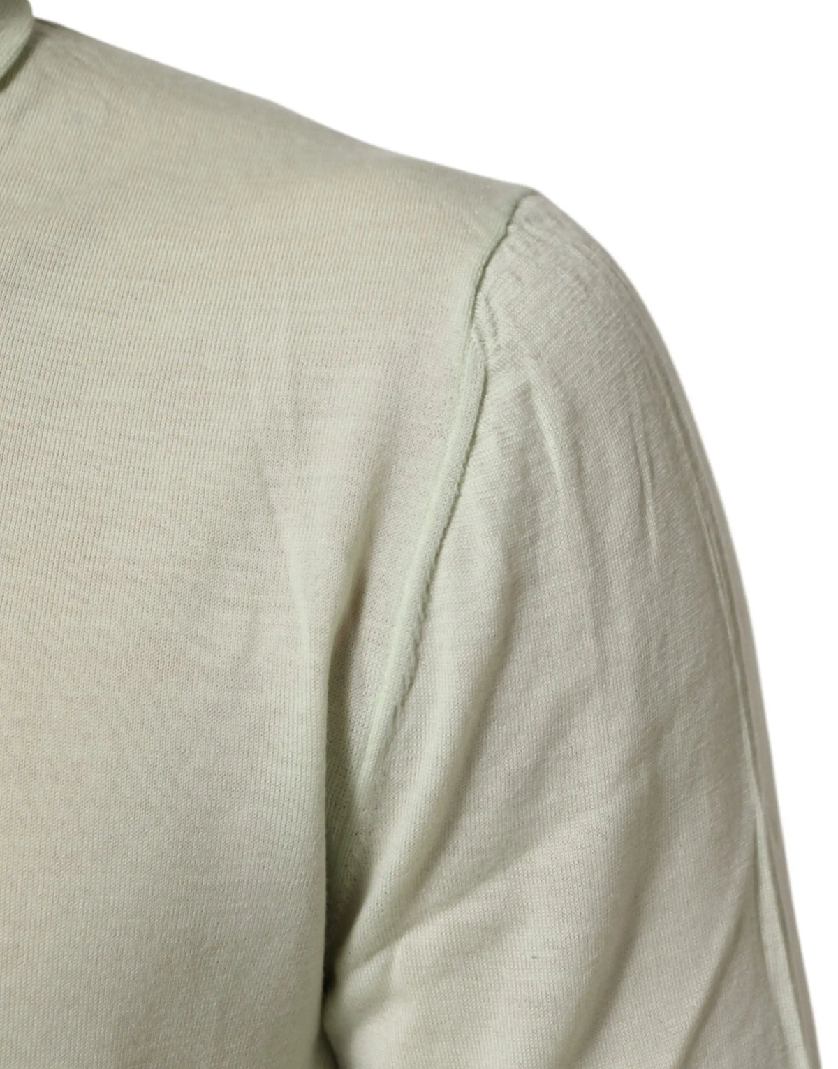 Pull à col roulé dolce & gabbana vert clair avec logo, tricot doux blanc cassé à texture côtelée subtile