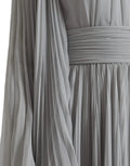 Robe longue plissée gris clair en polyester dolce gabbana avec taille cintrée et tissu fluide