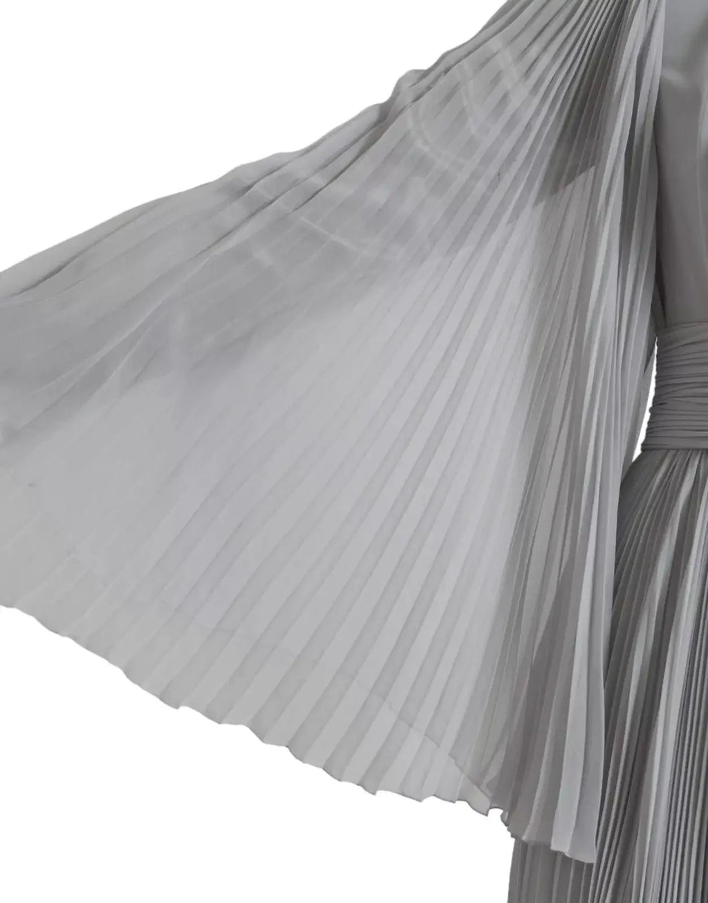 Robe longue maxi plissée gris clair en polyester dolce & gabbana avec tissu semi-transparent léger et pli structuré