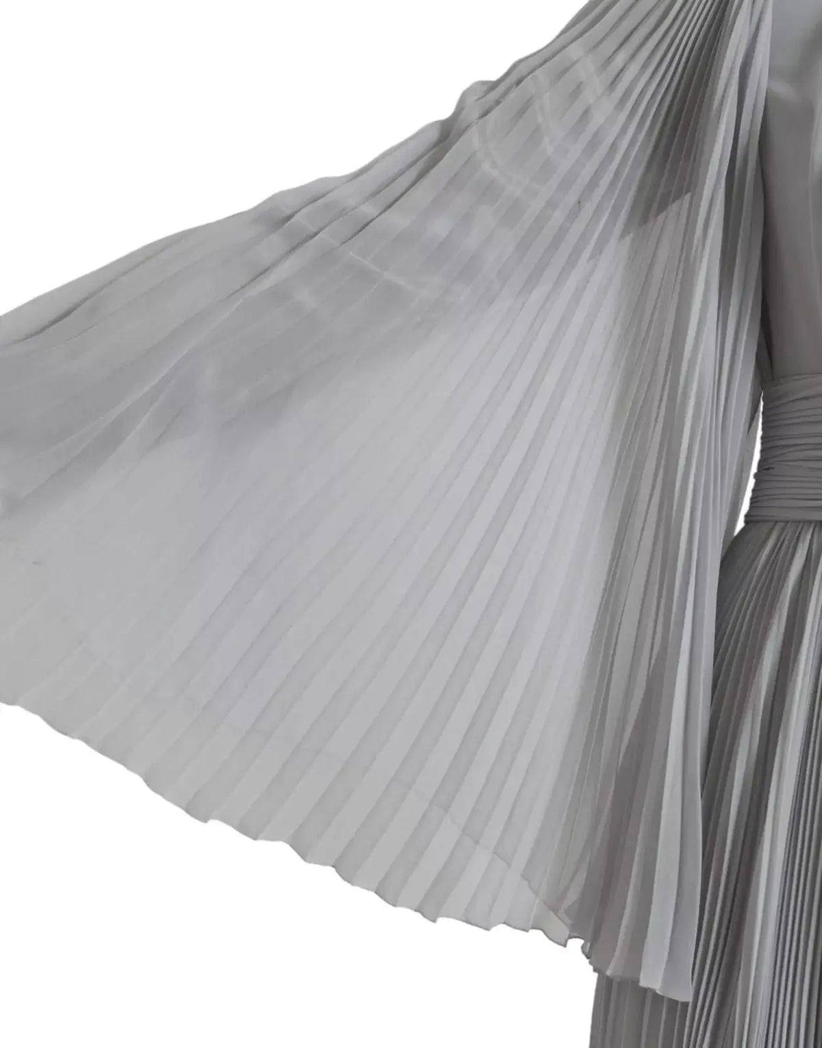Robe longue maxi plissée gris clair en polyester dolce & gabbana avec tissu semi-transparent léger et pli structuré