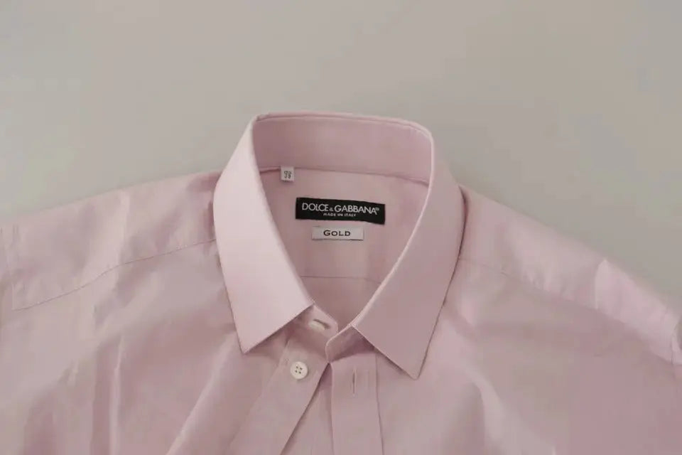 Chemise habillée homme dolce & gabbana rose clair en coton avec col classique et boutonnage devant
