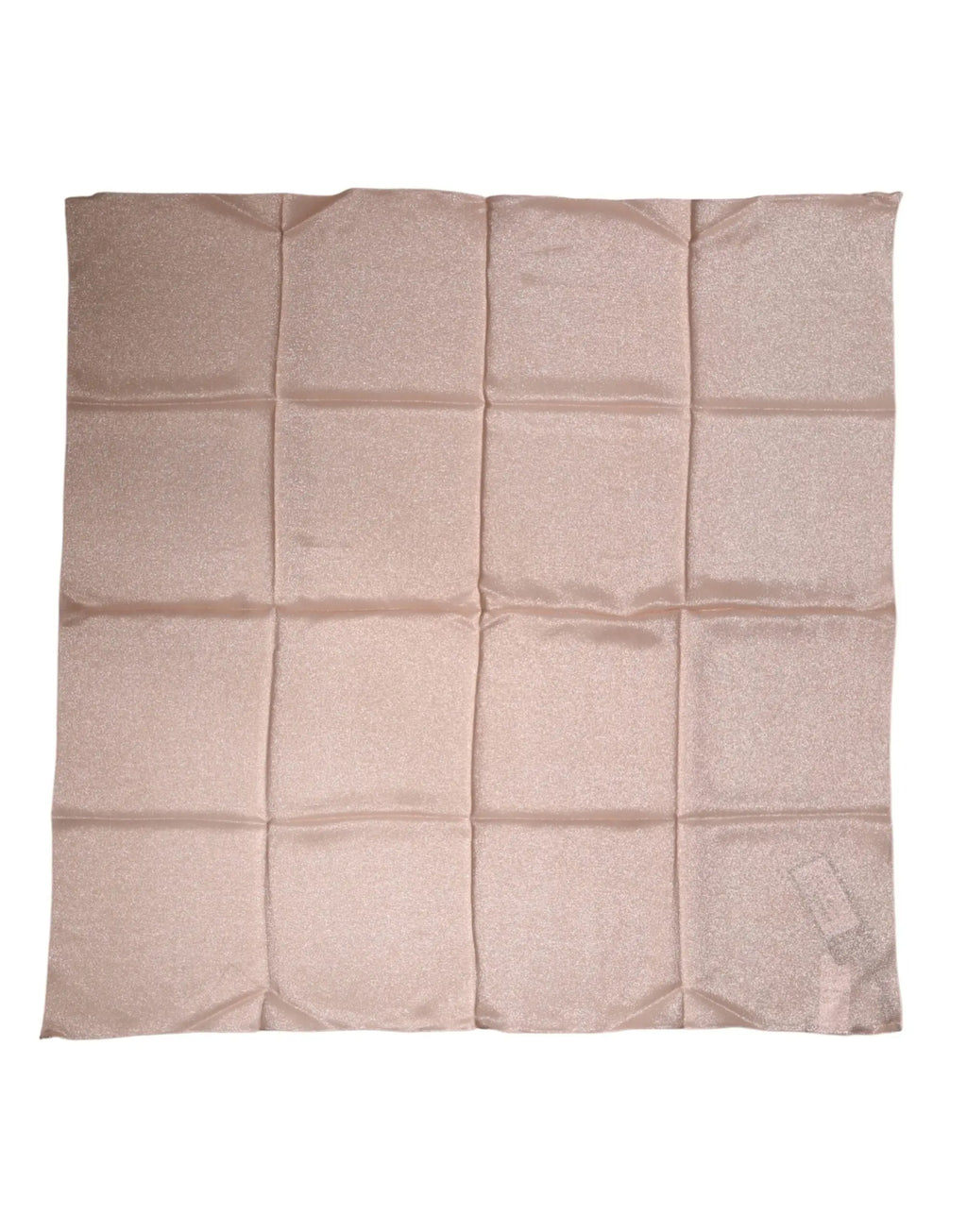 Écharpe carrée dolce & gabbana en mélange de soie rose pâle avec texture scintillante et pliage à motif quadrillé