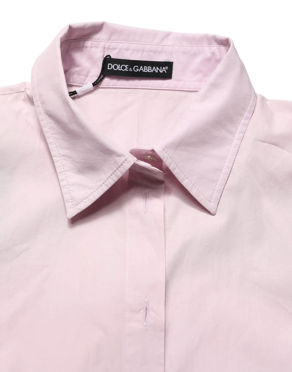 Chemise boutonnée dolce gabbana rose pâle en coton avec col net et coutures soignées