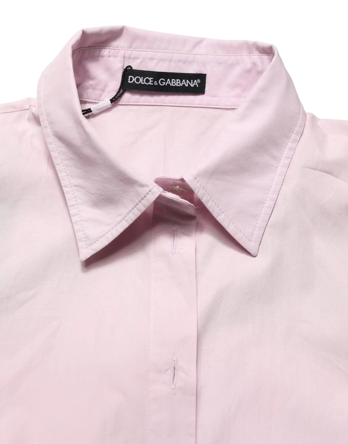 Chemise boutonnée dolce gabbana rose pâle en coton avec col net et coutures soignées