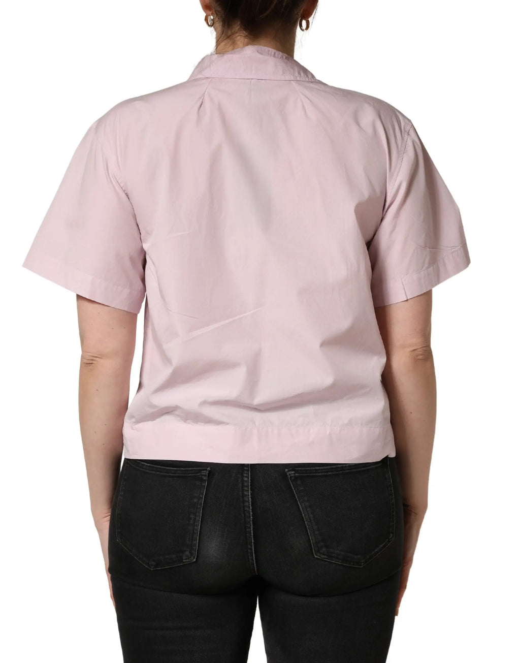 Dolce & Gabbana blouse en coton rose clair avec col classique et boutons, manches courtes et coutures soignées