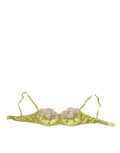 Dolce & Gabbana lime green satin bra with pink lace cups padded balconnet silk underwear