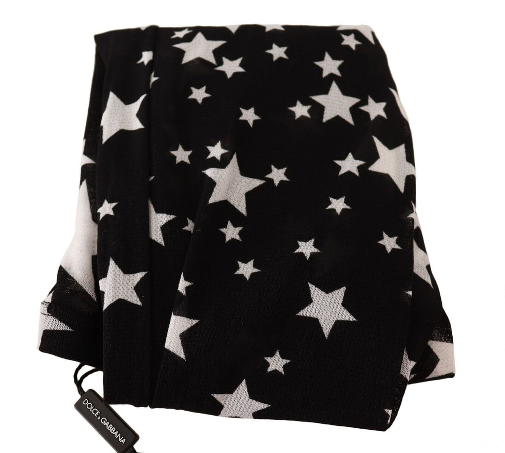 Collants en nylon noirs et blancs avec motif étoiles de Dolce & Gabbana, design élégant et tendance.