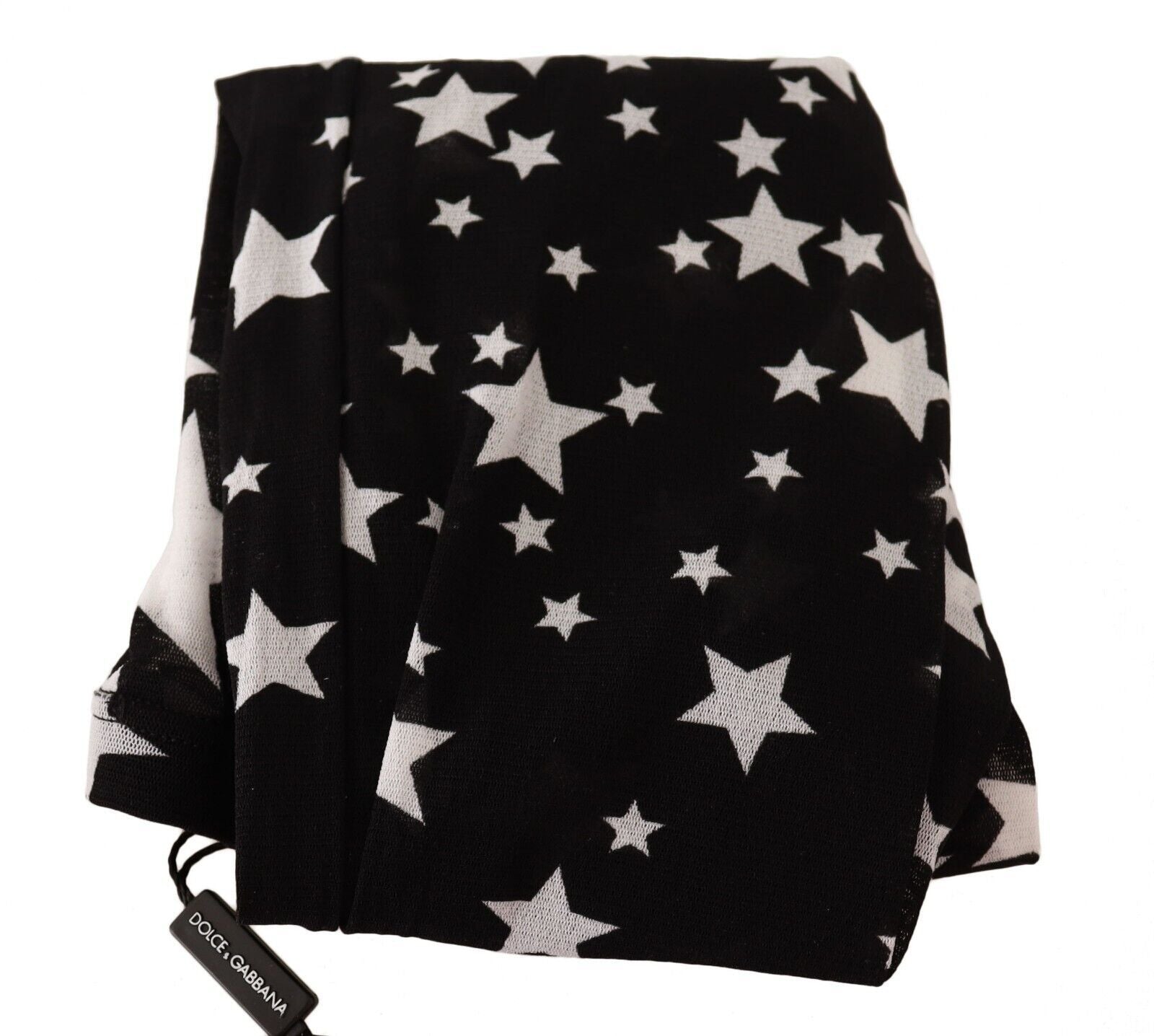 Collants en nylon noirs et blancs avec motif étoiles de Dolce & Gabbana, design élégant et tendance.
