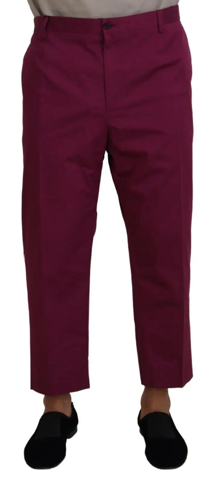 Pantalon chino dolce & gabbana magenta en coton avec coupe droite classique et fermeture par bouton