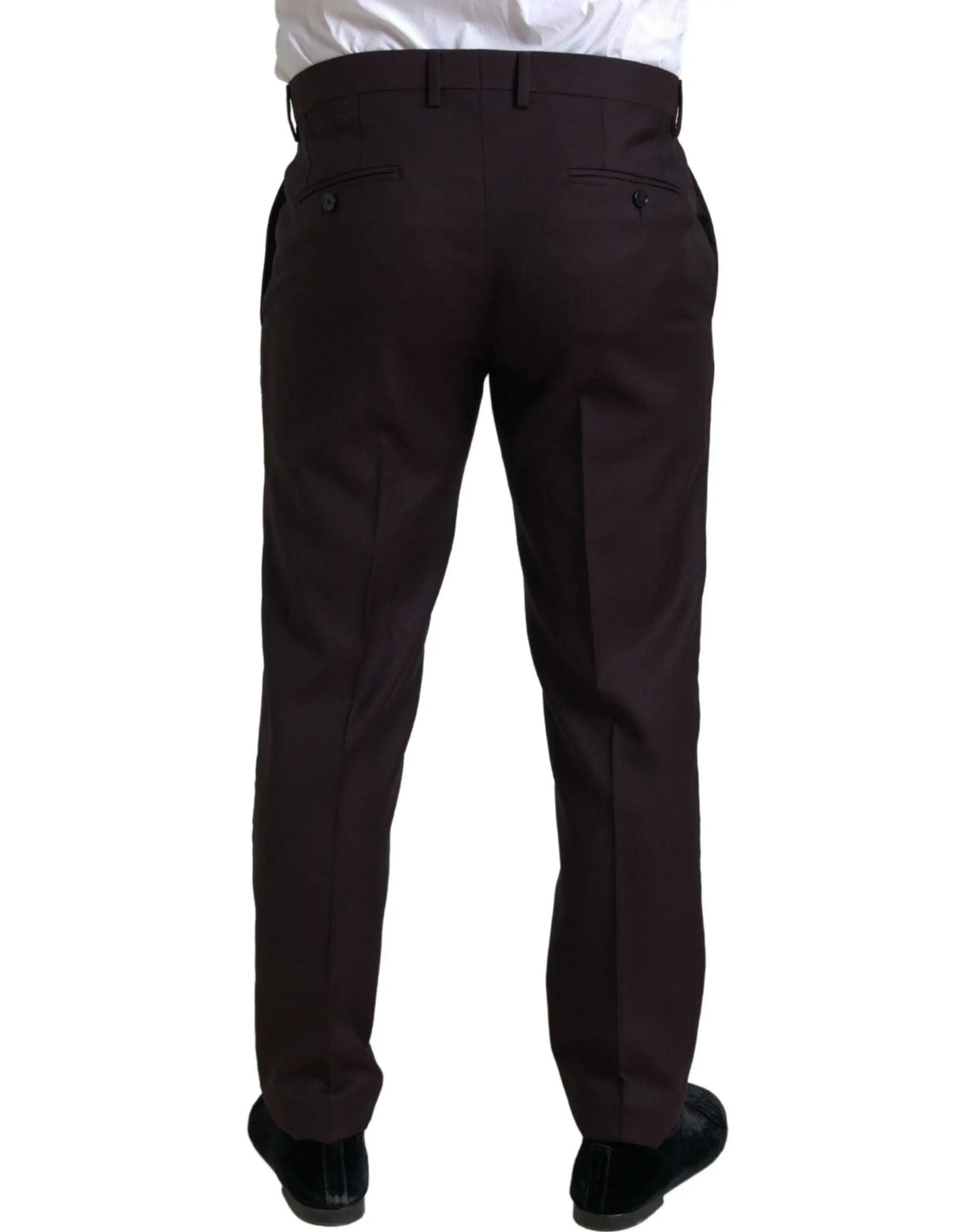Pantalon formel marron foncé dolce gabbana ajusté avec plis subtils pour costume martini deux pièces maroon