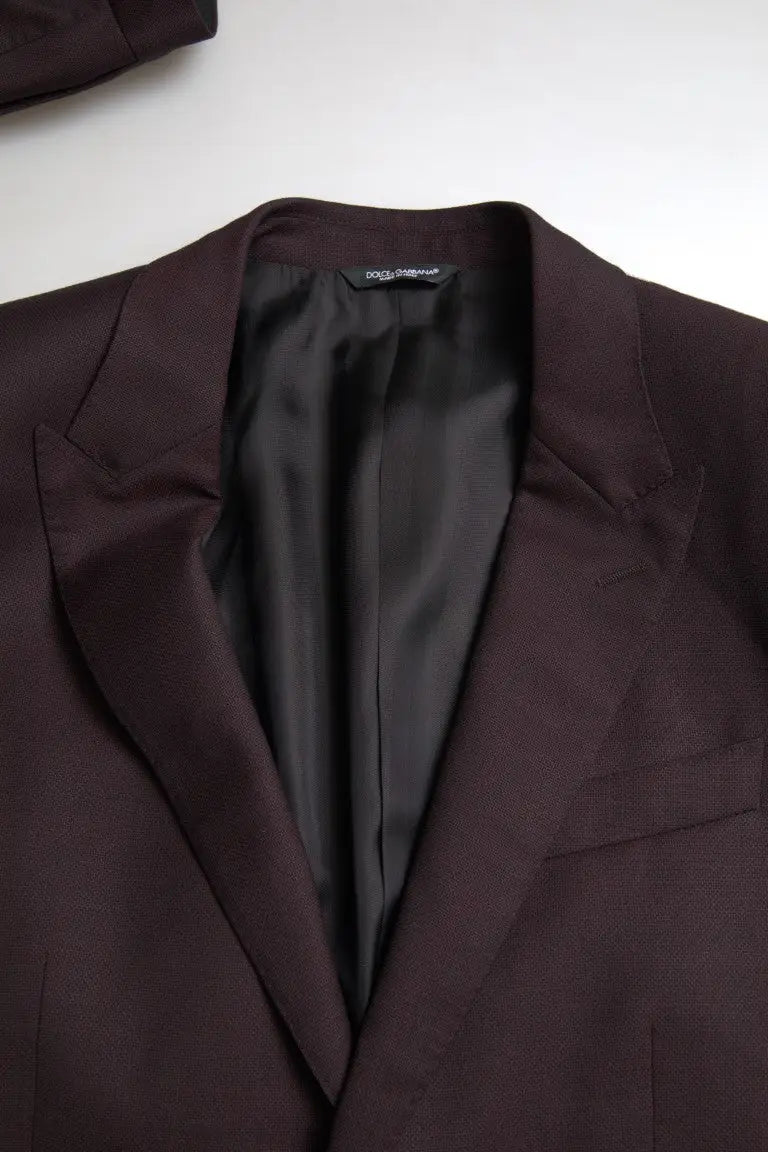 Veste de costume dolce & gabbana bordeaux foncé à coupe cintrée avec doublure satinée noire martini à un bouton