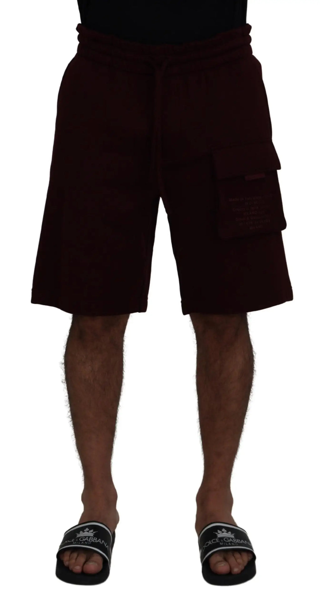 Short cargo dolce & gabbana marron foncé avec taille à cordon et poches latérales homme bermuda