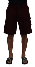 Short cargo dolce & gabbana marron foncé avec taille à cordon et poches latérales homme bermuda