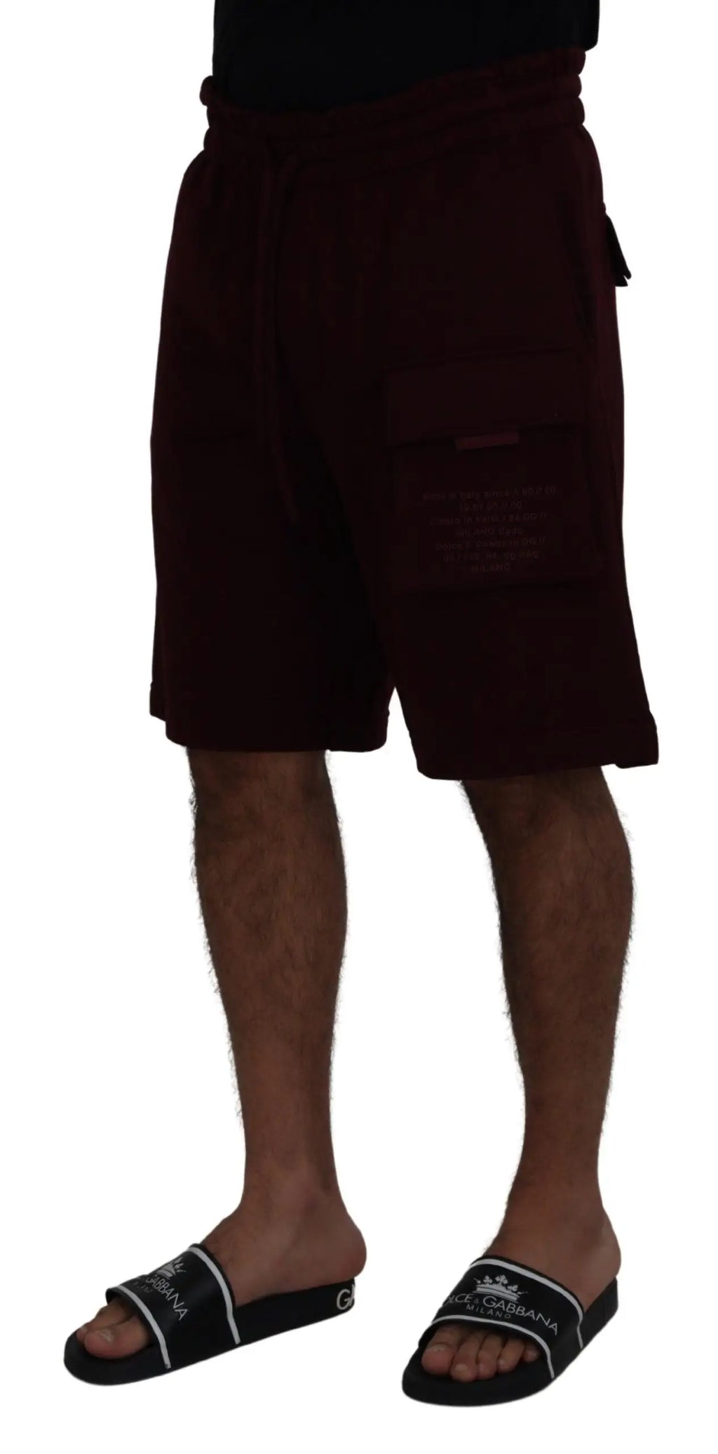 Shorts bermuda cargo dolce & gabbana homme bordeaux foncé avec coupe décontractée et poches latérales