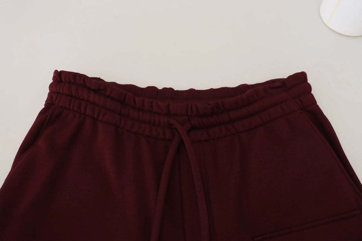 Dolce & gabbana bermuda cargo homme en coton bordeaux avec taille élastique douce et plis subtils
