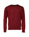 Dolce gabbana sweat-shirt col rond en cachemire marron bordeaux à texture fine et côtes aux poignets et à l’ourlet